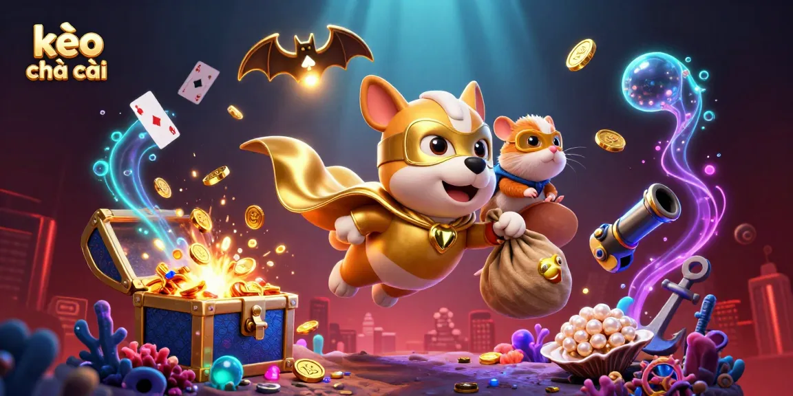 Engage with kèo nhà cái through colorful casino-themed adventure featuring a superhero dog.
