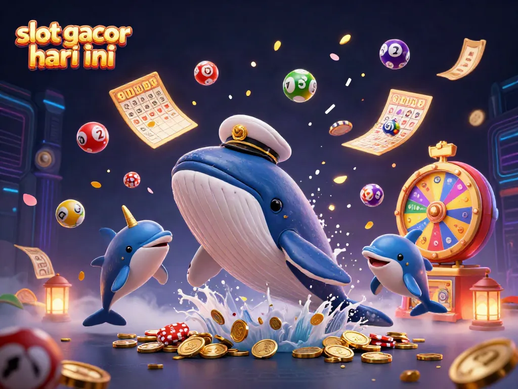 Slot gacor hari ini dengan karakter kartun beruang laut, narwhal, dan lumba-lumba dalam cuaca cerah
