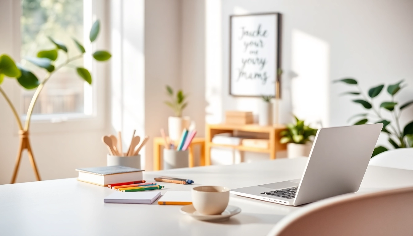 Explore a stylish office space at https://giveaways4mom.com designed for modern moms.