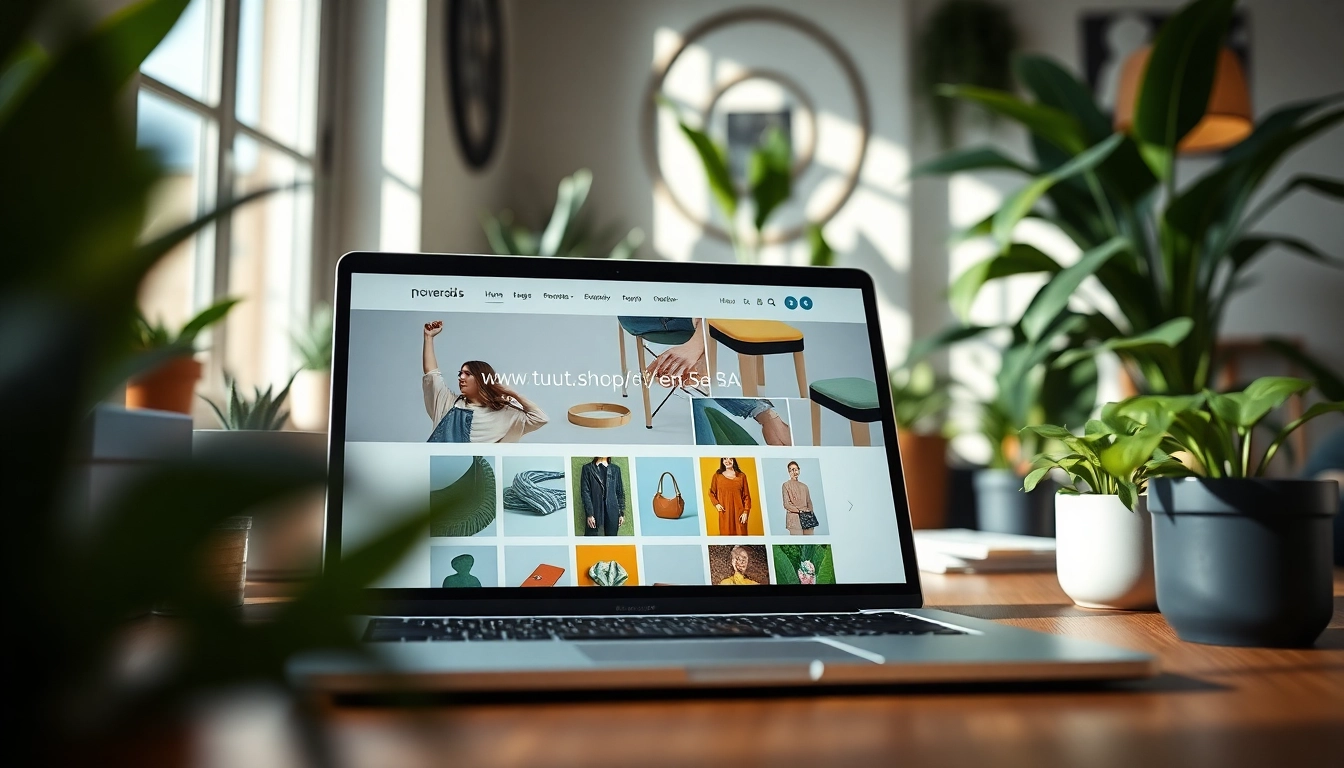 Explore the vibrant e-commerce experience at www.tuut.shop/en-SA with a sleek laptop setup.