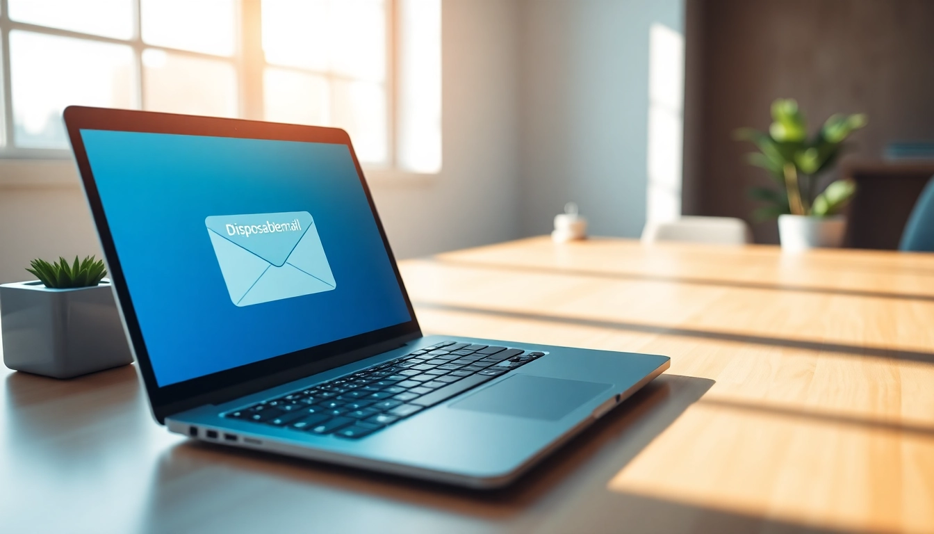 Utilize temp mail disposable email with a secure and modern interface on a laptop.