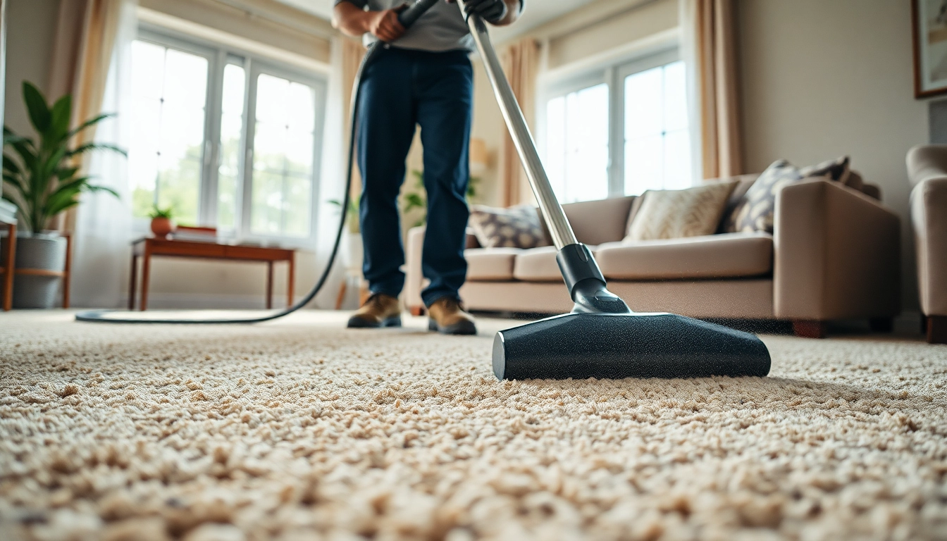 Experienced carpet cleaners lincoln ca performing professional service in a bright home.
