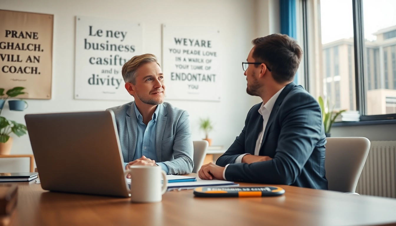 Engaging session with a business coach near me in a professional office setting.