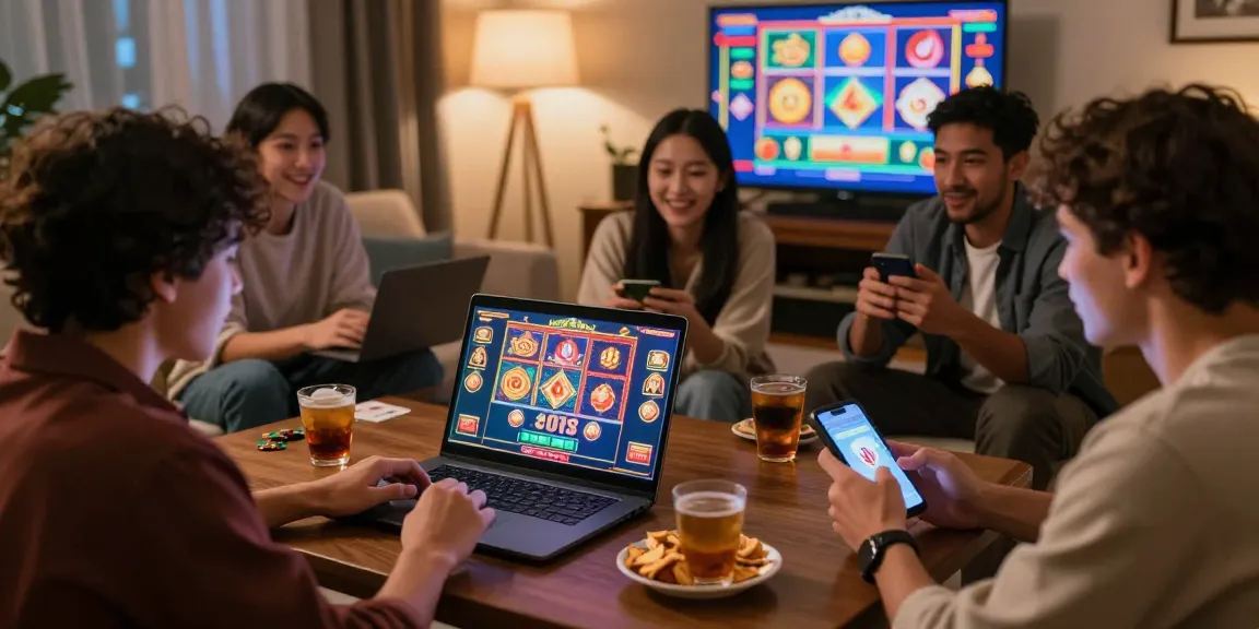 Online casinos that accept credit cards bring excitement as friends play together in a cozy living room.