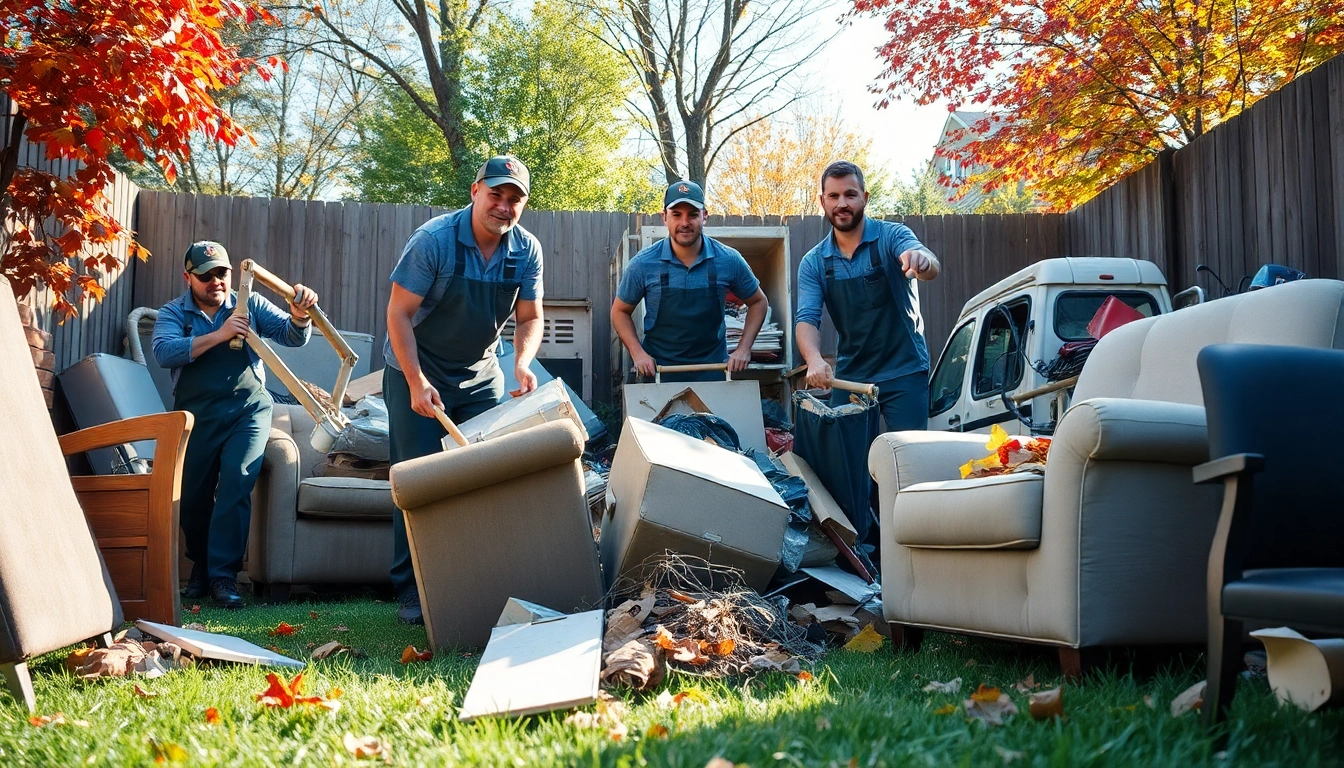 Affordable junk removal Nashville team clearing debris from a backyard efficiently.