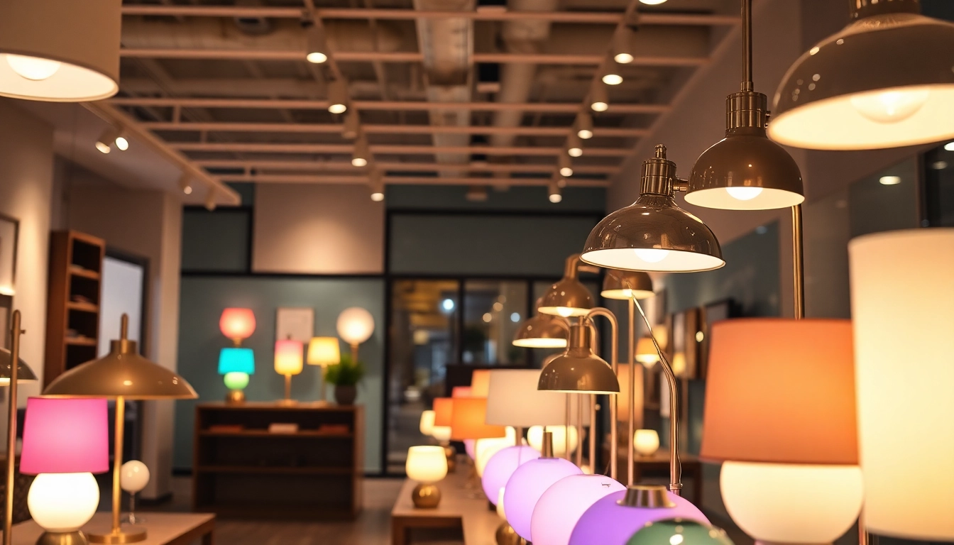 Showcase of ELC Lamps Online highlighting diverse designs in a modern setting.