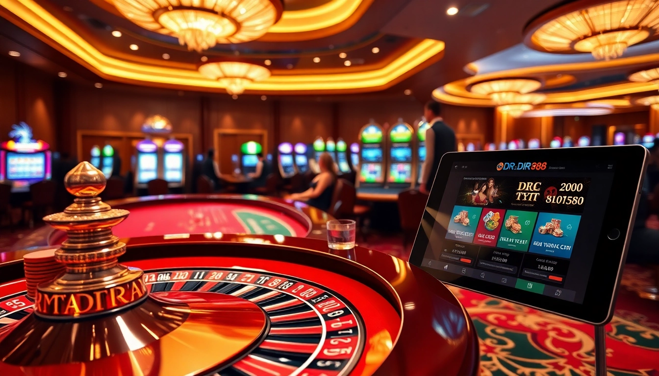 Players enjoying thrilling games at DR88 nhà cái uy tín casino, showcasing poker and roulette action.
