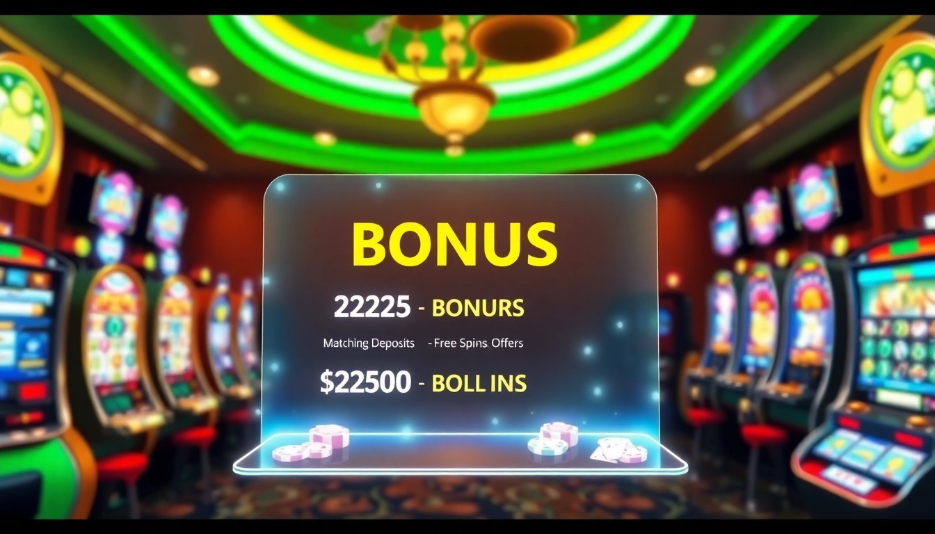 Engaging visual representation of casino bonuses featuring various promotions in a lively digital casino setting.