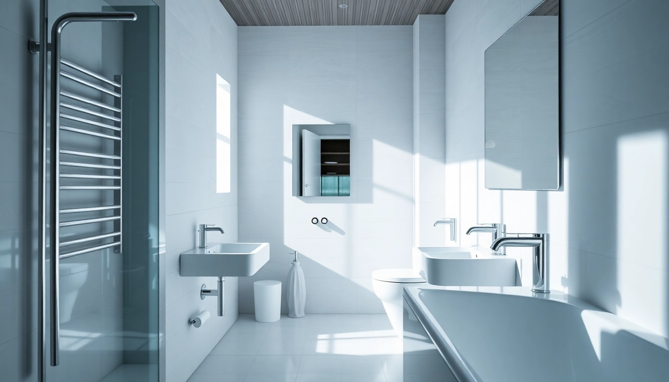 Sanitärinstallation von sonni sanitär GmbH in modernem, minimalistischen Badezimmerdesign.