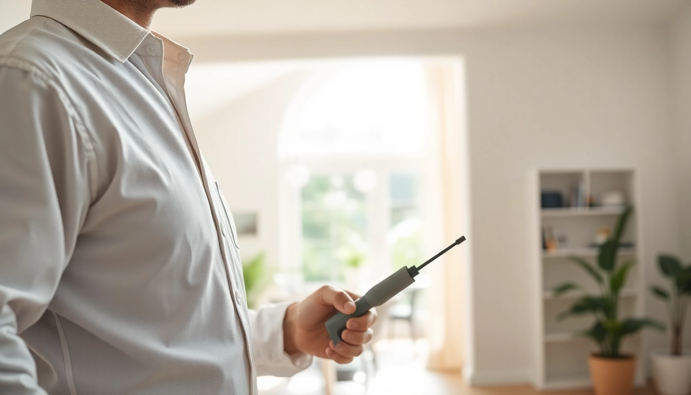 Trustworthy technician demonstrating reliable service as a trusted pest control provider in a residential setting.