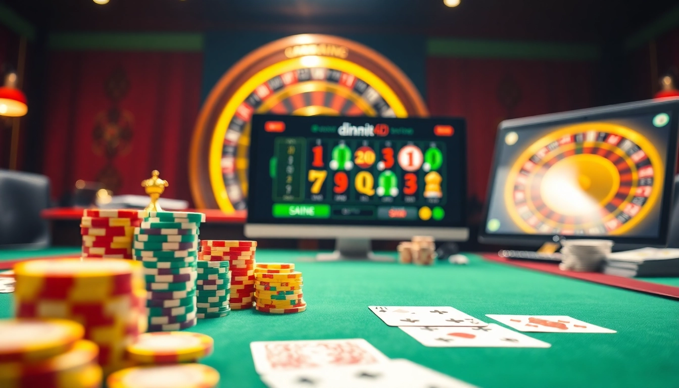 Experience thrilling gameplay with dinamit4d on vibrant casino tables featuring poker chips and cards.