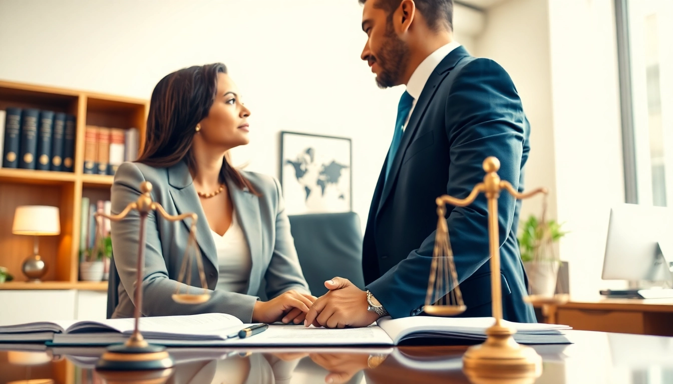 Consulting with a Miami injury lawyer at https://www.pwdlawfirm.com in a professional office setting.