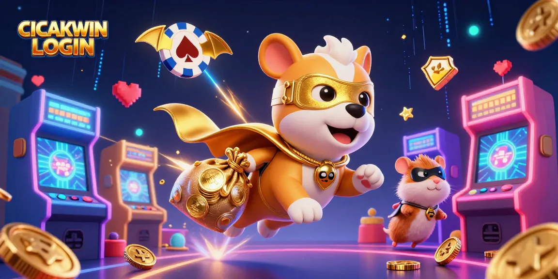 Experience the excitement of winning with CICAKWIN LOGIN through a vibrant 3D casino scene.