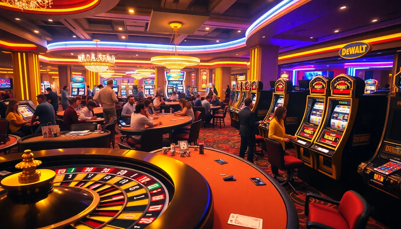 Using DeWalt tools to win at a casino table, showcasing innovative gambling gear.