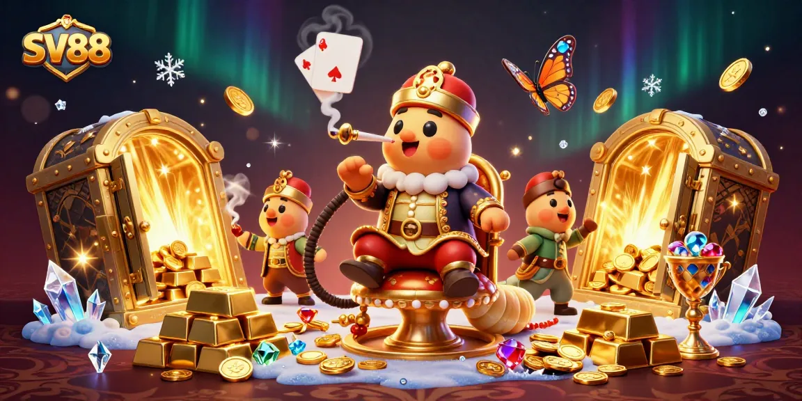Engage with SV88 in this vibrant casino-themed 3D illustration showcasing excitement and luxury.
