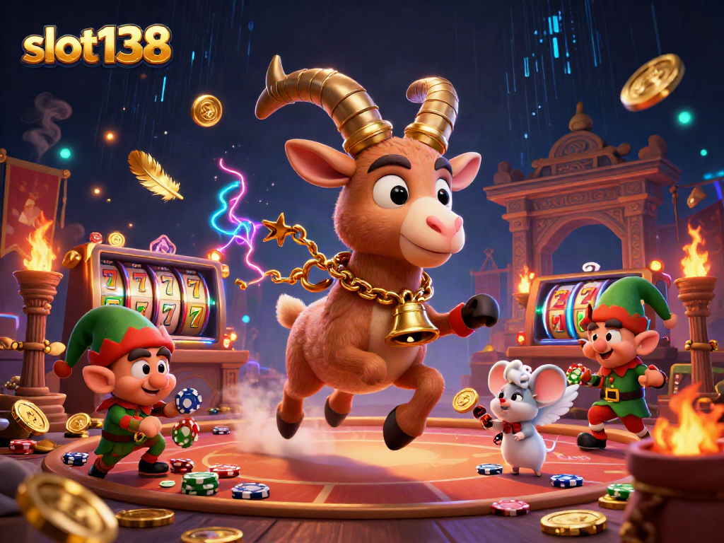 Engage with slot138’s vivid holiday-horror casino scene featuring Krampus and enchanting characters.