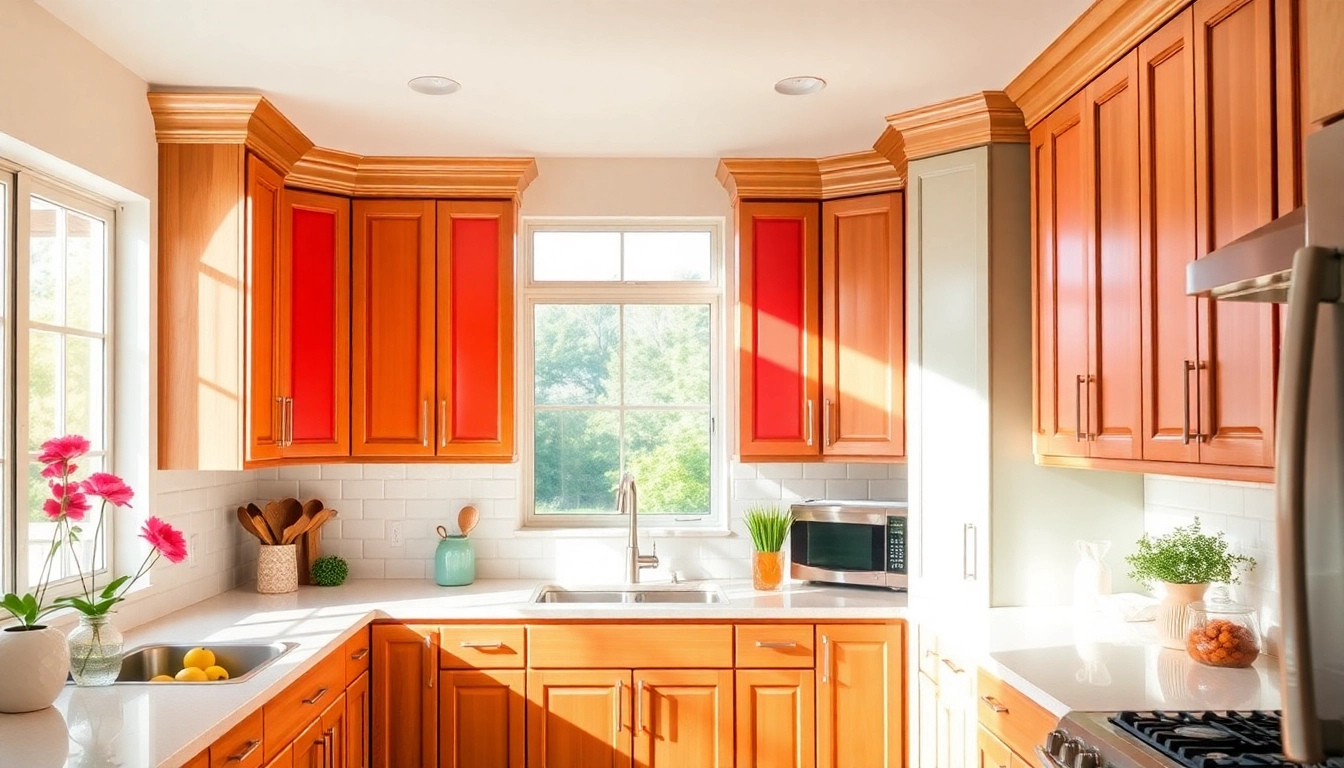 Cabinet Refacing Clearwater FL: Revitalized kitchen cabinets showcasing stylish updates and warm ambiance.