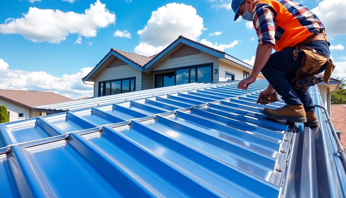 Transforming a home with quality metal roofing panels during professional installation.