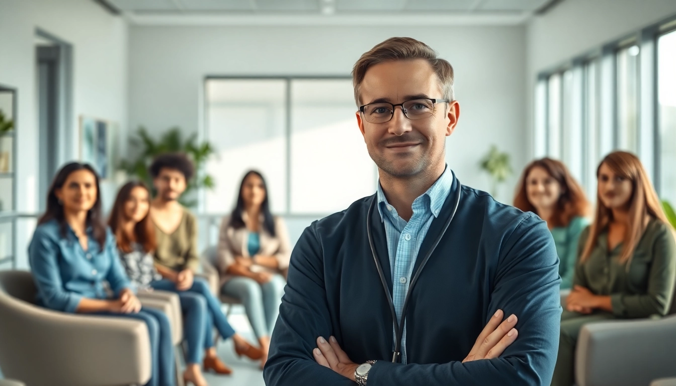Engaging healthcare consultation at https://www.medexdtc.com showcasing a diverse group in a modern clinic.
