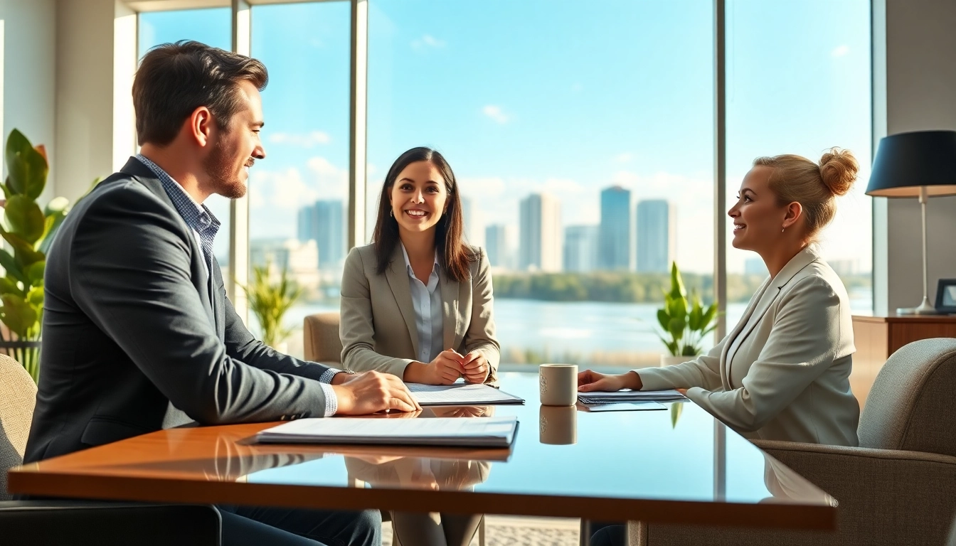 Consulting financial advisor virginia beach va in a modern office setting with skyline view.
