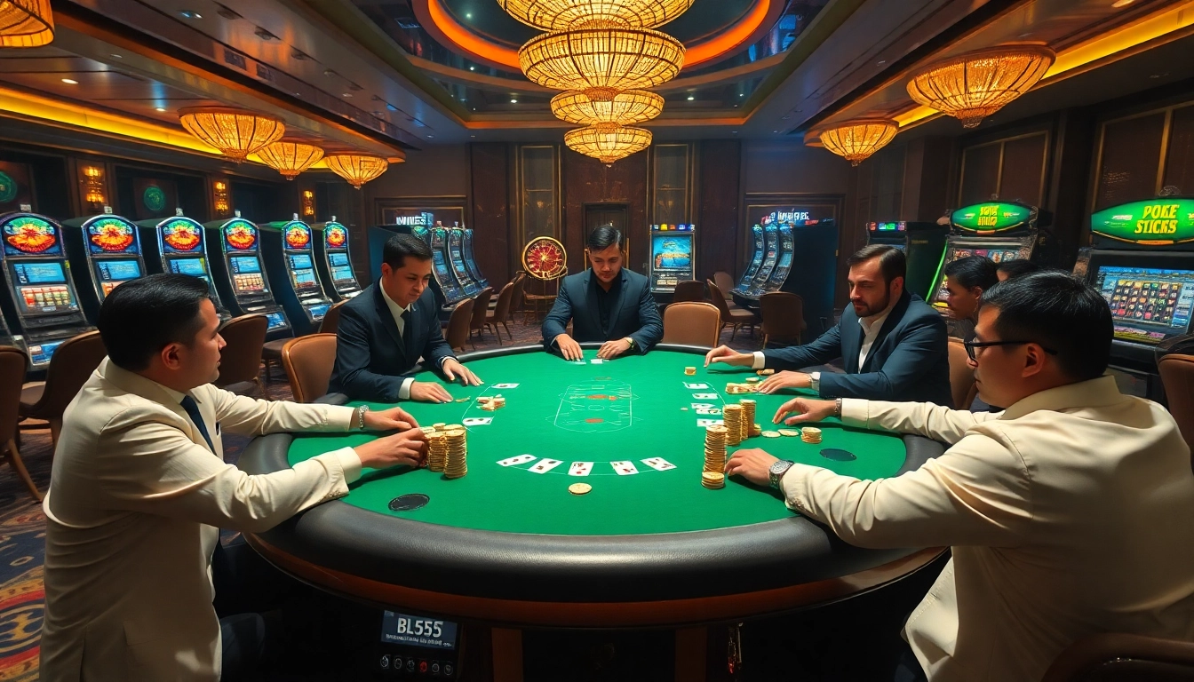Experience the thrill of winning at BL555 with an upscale poker game, luxurious decor, and eager players.