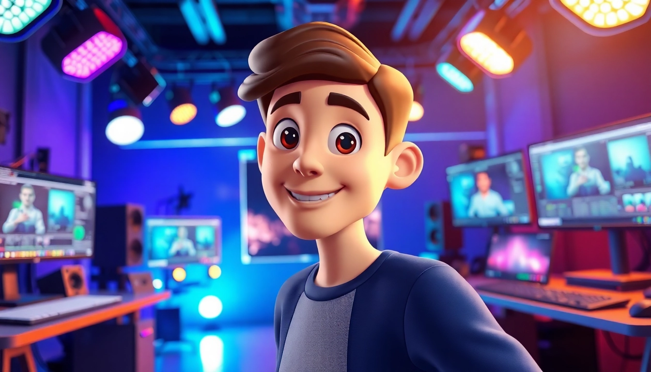 Creating an engaging live avatar with vibrant colors and a dynamic background in a high-tech setting.