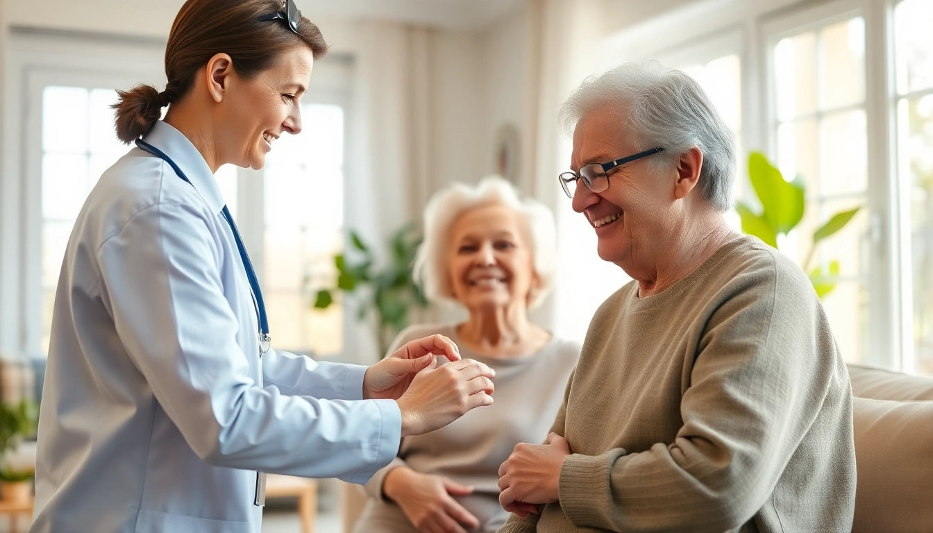 Engaging in home health care services near me with a caregiver and an elderly patient.