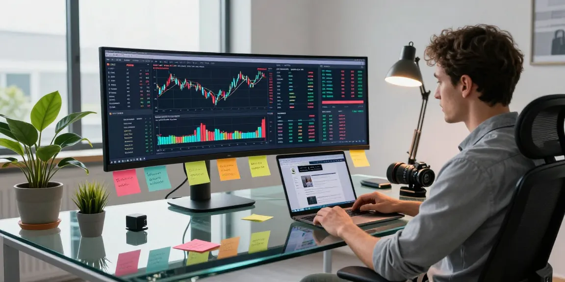 Bitcoin live price chart displayed on high-resolution monitor in a modern financial workspace, with trading tools and analytics visible.