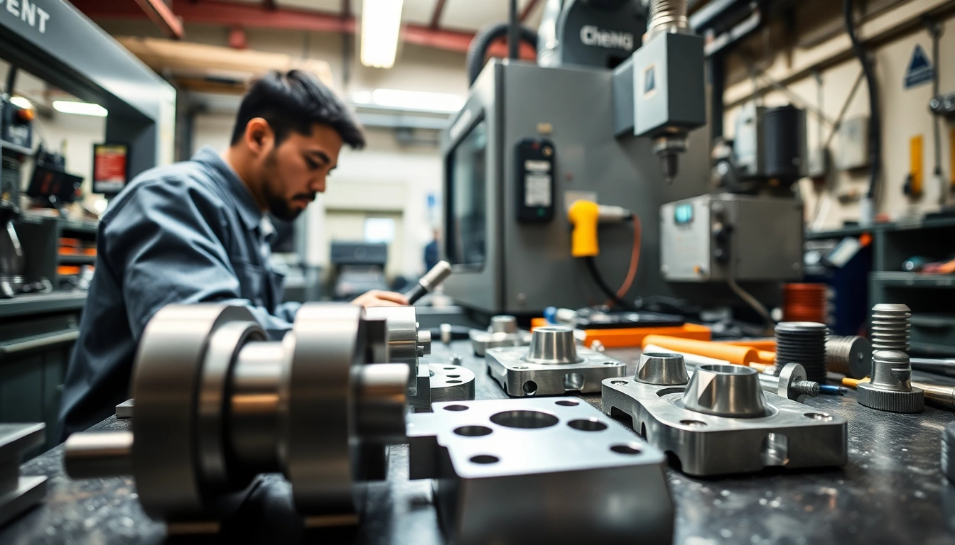 Showcasing Chiheng Custom CNC Machining with precision tools and skilled machining in action.