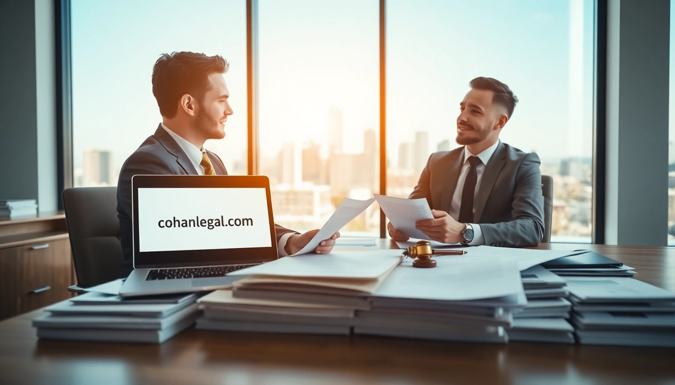 Consultation with a personal injury lawyer at https://www.cohanlegal.com in a modern office environment