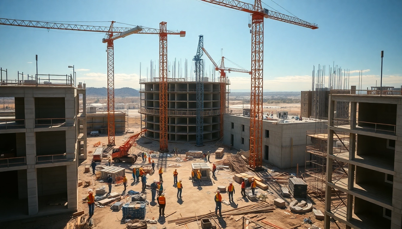 Workers collaborating on-site captured in colorado construction news update.