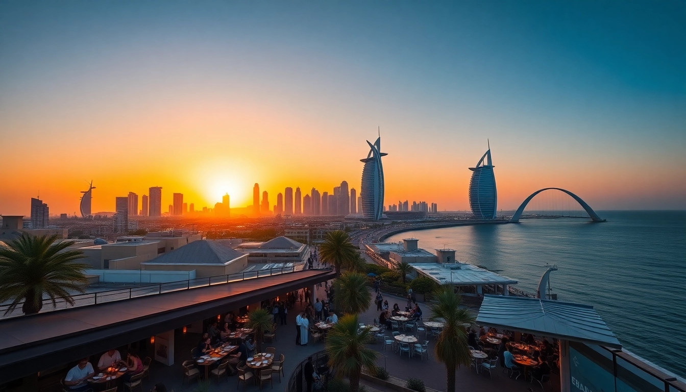 Experience the vibrant atmosphere as you explore Dubai's iconic skyline and bustling streets.