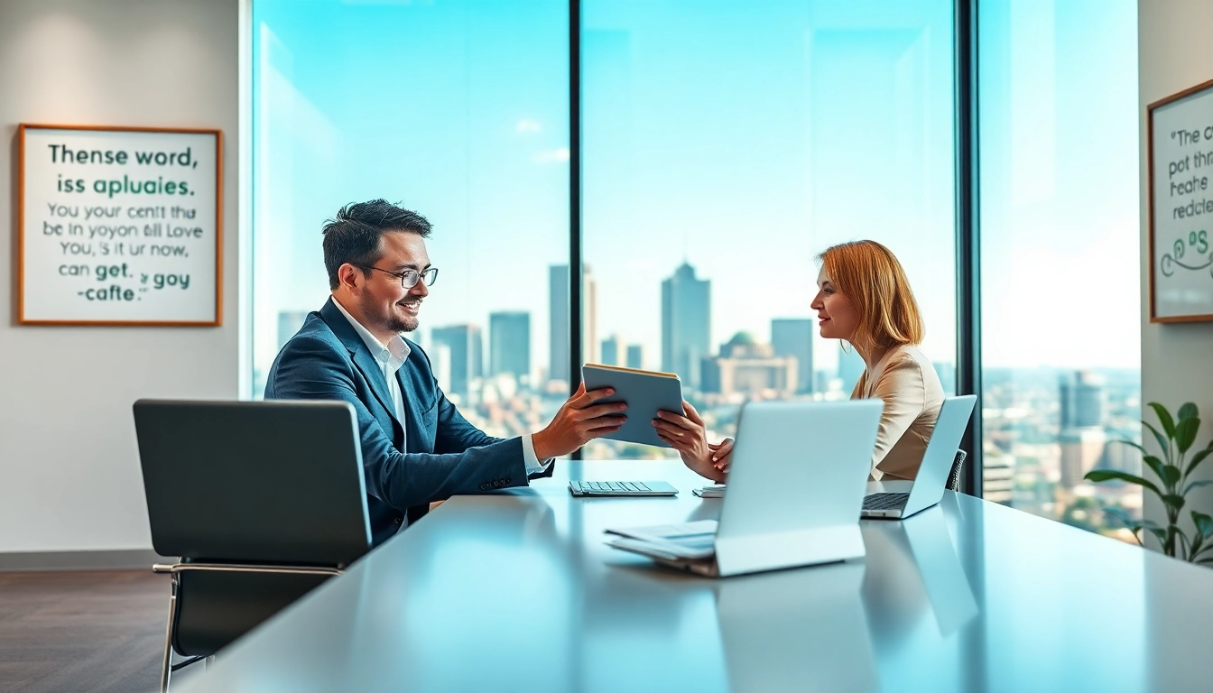 Financial advisor San Antonio assisting clients with financial planning in a professional office.