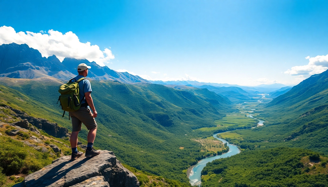 Adventurer overlooking a scenic valley, embodying the spirit of https://wpedition.com/ and exploration.