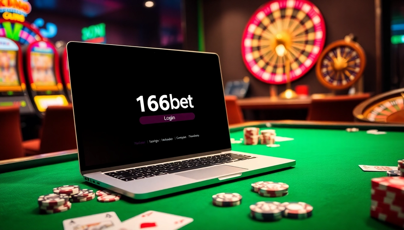 Engaging 166bet Login screen showcased with a luxurious casino environment.