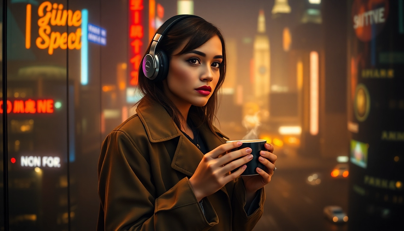 Generate detailed prompts with our image to prompt tool featuring a young woman in a vibrant city setting.