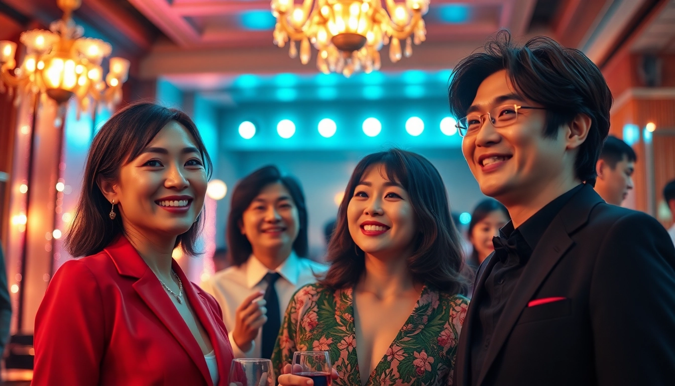 日本の有名人トピックをテーマにした華やかなイベントの様子。