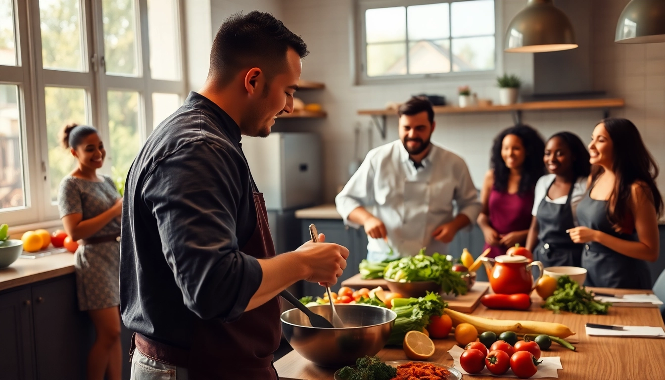 Join a cooking class with dishfacts.com where chefs guide students through exciting culinary experiences.