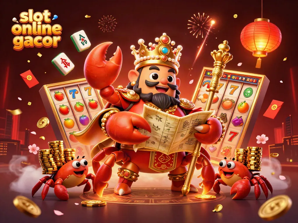 Enjoy vibrant slot online gacor action with a golden crab emperor in a thrilling 3D scene.