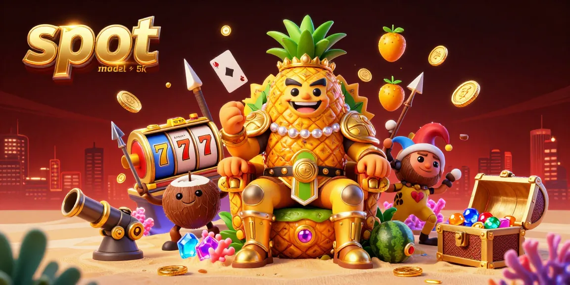 Engage with slot modal 5k gameplay while the golden pineapple king presides over a vibrant scene of animated slot action.