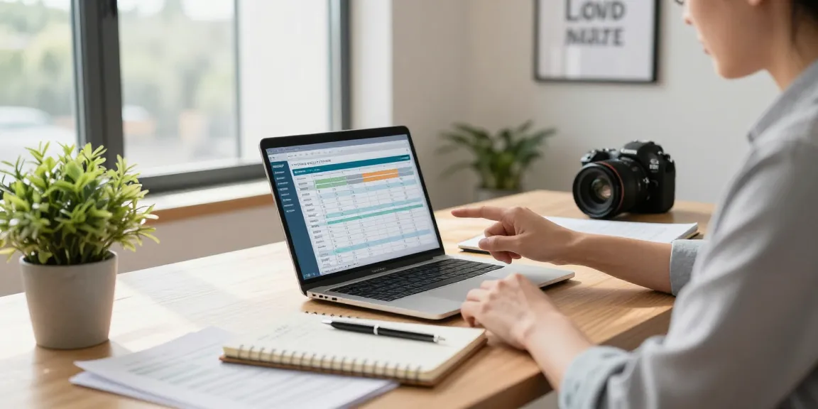Person planning finances with laptop and documents considering a deposit 5000 strategy in a bright office.