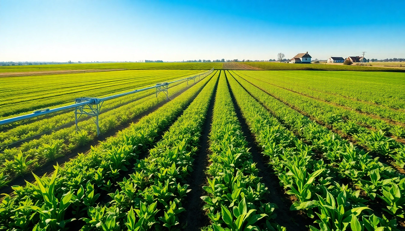 Land irrigation systems enhancing agricultural productivity in vibrant fields.