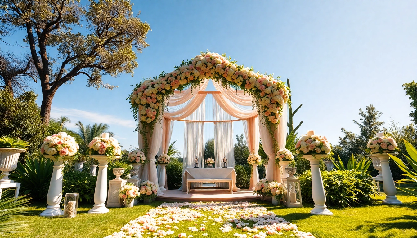 Elegant setup at Weddings Venue with floral decorations and natural lighting.