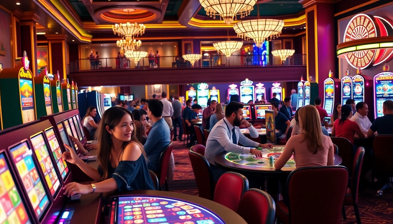 Pengunjung bermain di lemacau casino dengan suasana meriah dan mewah.