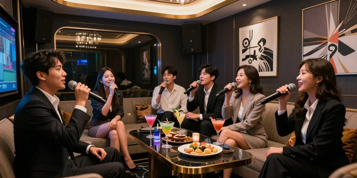 강남구구단의 고급스러운 노래방 내부에서 친구들과 즐기는 모습