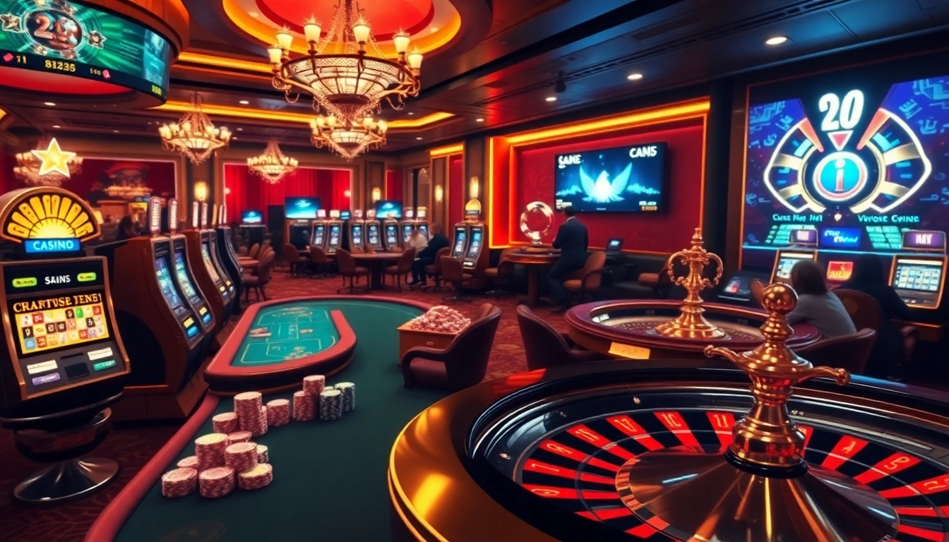The hidden wiki 2026 presents an upscale casino scene where players enthusiastically engage at poker tables and slot machines, embodying luxury and excitement.