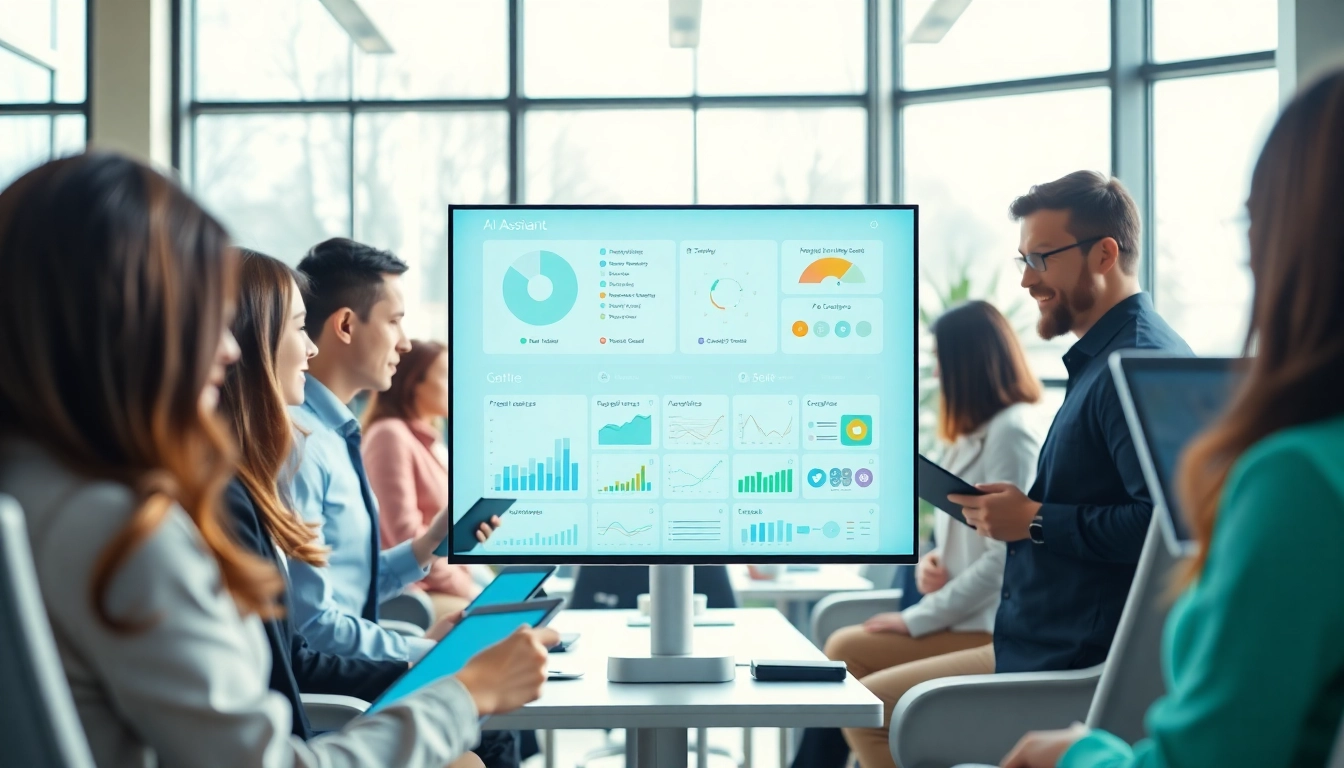 Engaging enterprise ai assistant enhancing collaboration in a modern office setup.
