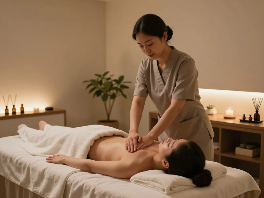부드러운 조명과 자연 요소가 어우러진 고요한 스파 환경에서 럭셔리한 잠실스웨디시 마사지를 경험하세요.