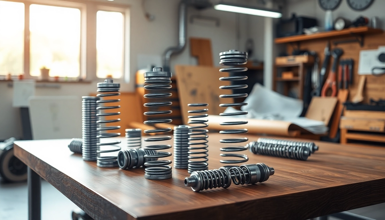 Gas Spring Supplier showcasing high-quality gas springs in an industrial workshop setting.