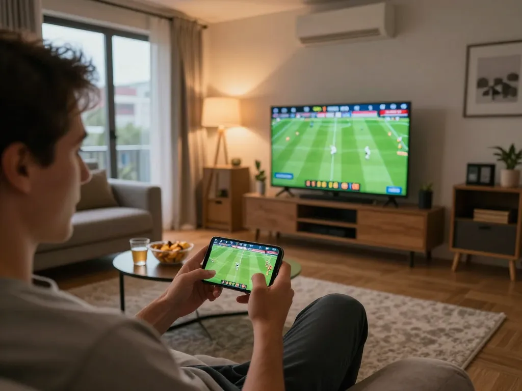 bong da lu user placing a sports bet live while enjoying a cozy home atmosphere